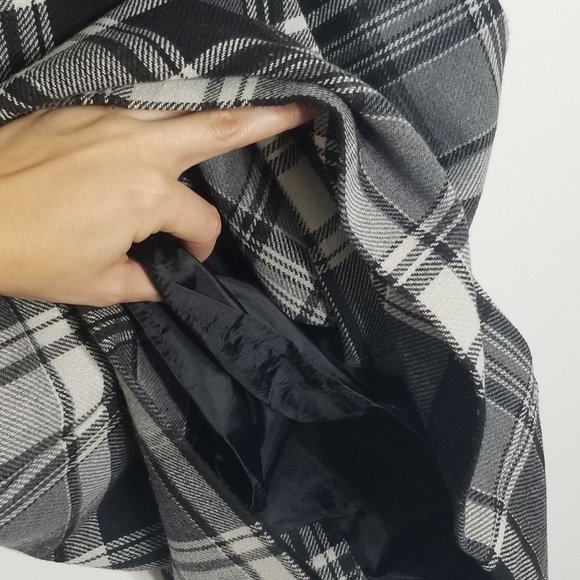 Dynamite Gray Black Plaid Strapless Mini Dress Pocket Wool Blend Zipper Back Y2K - Picture 4 of 9